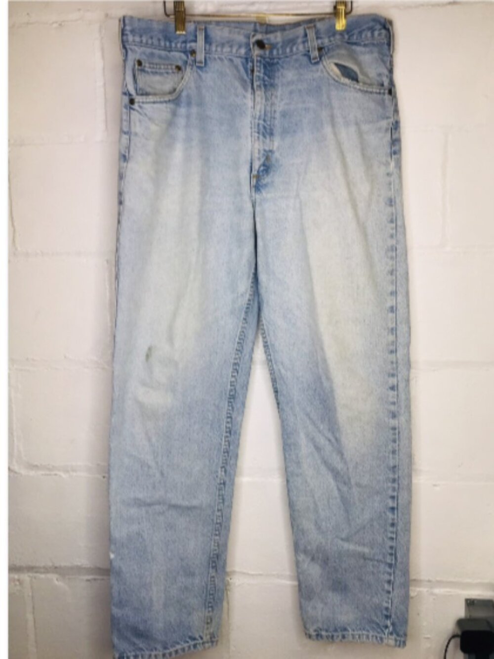 Carhartt Men's 38x32 Relaxed Fit Tapered Leg Jeans Light Wash Blue B17STW